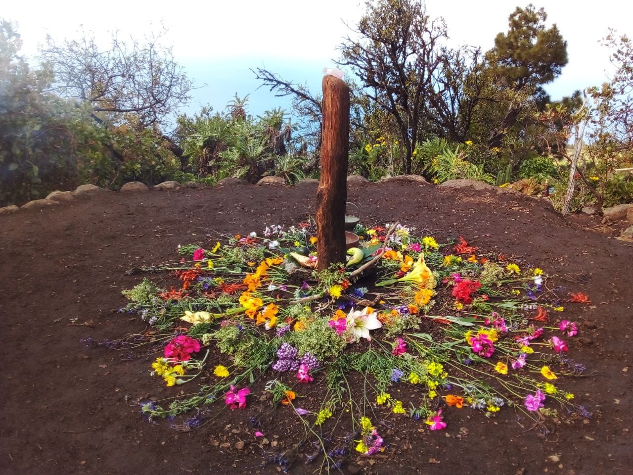 Sacred flower mandala ceremony